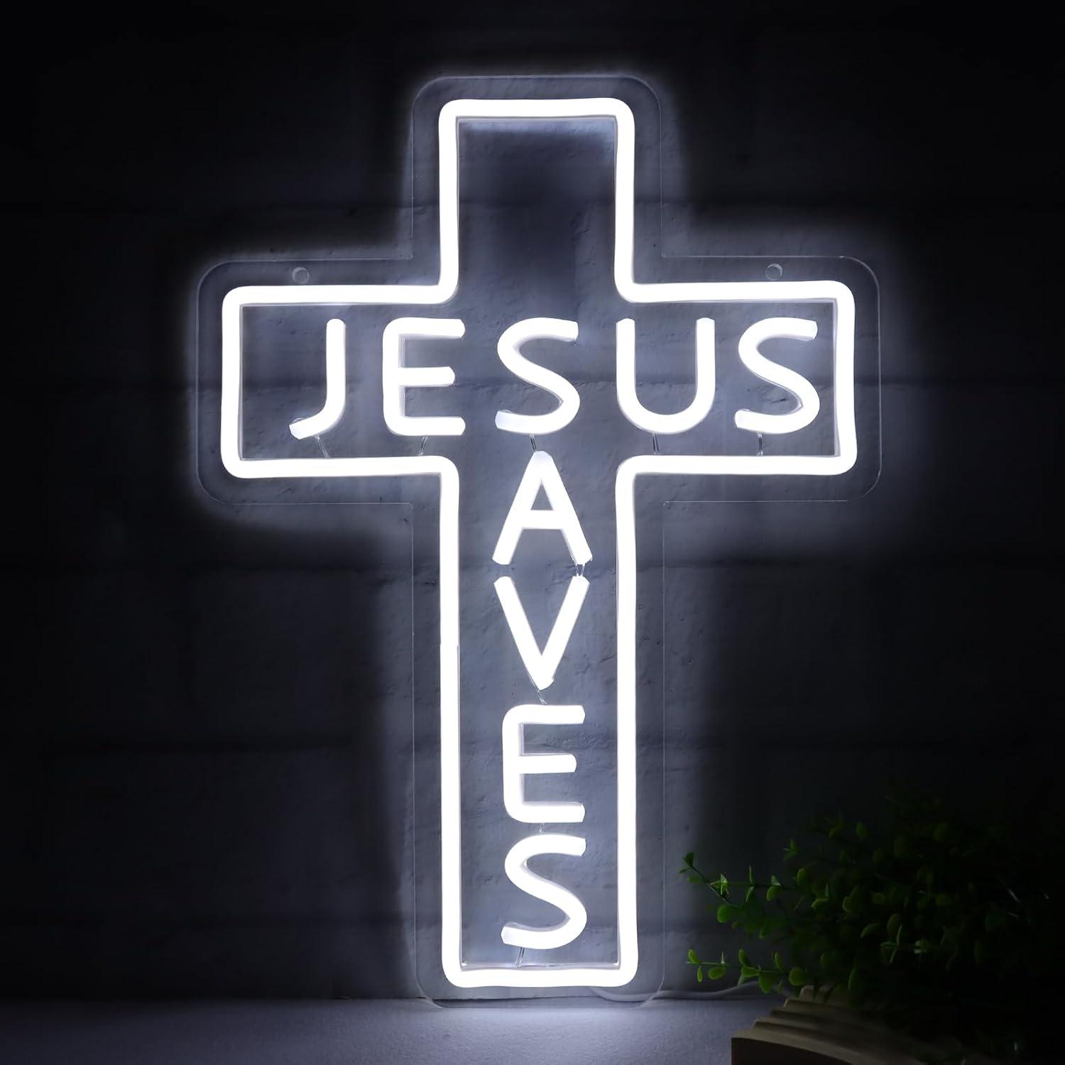 Lighting Decor Living Room - Jesus Saves Cross Neon Signs USB
