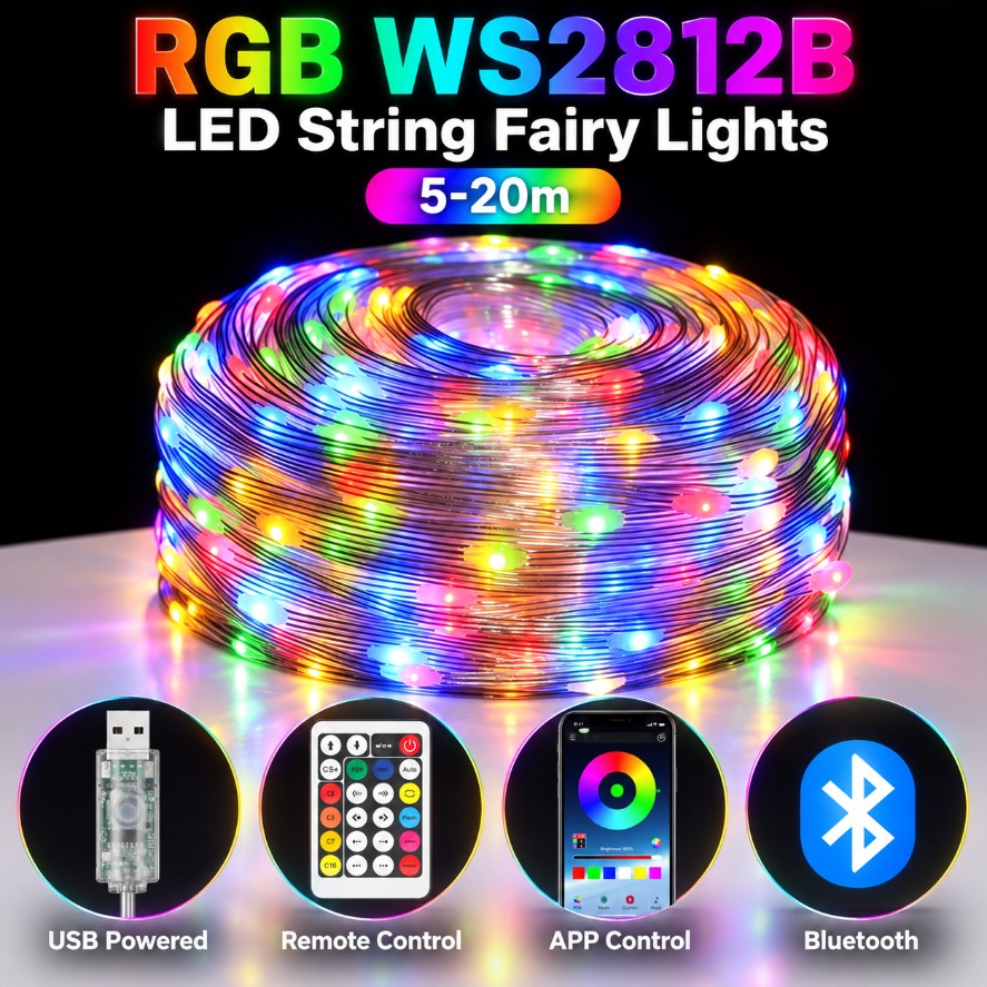 5-20m WS2812B RGB LED Fairy St - đánh giá và giá Decor Lighting Address