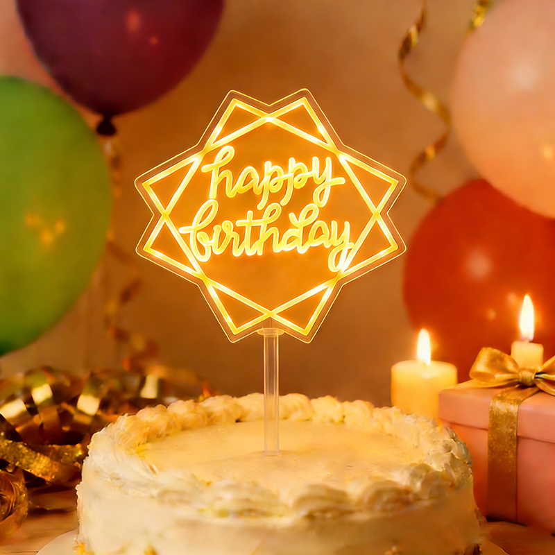LED light up Cake Topper Happy - đánh giá và giá Up Lighting Decor